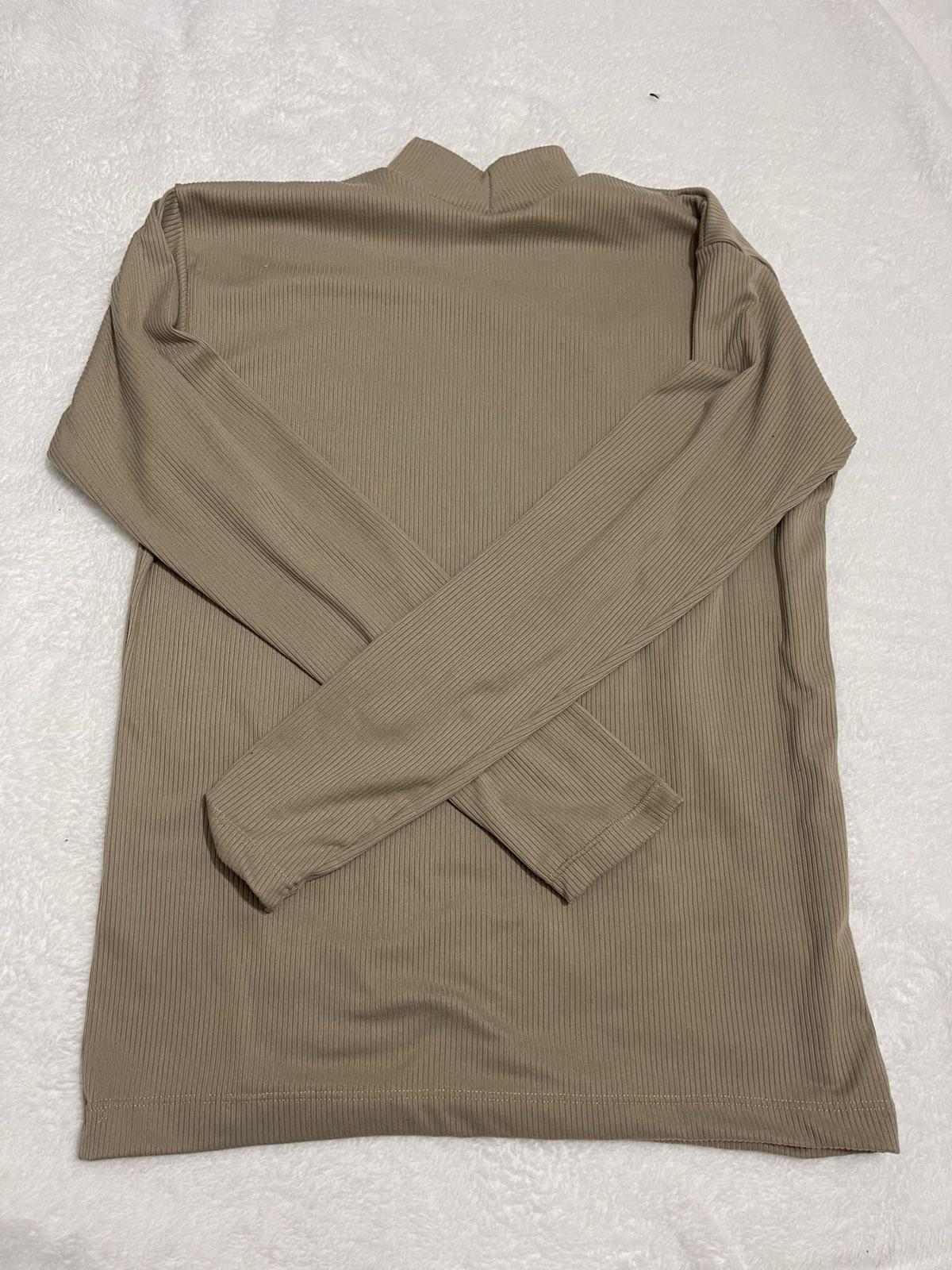 Sweter beige de manga larga acanalado, foto 1 de 1