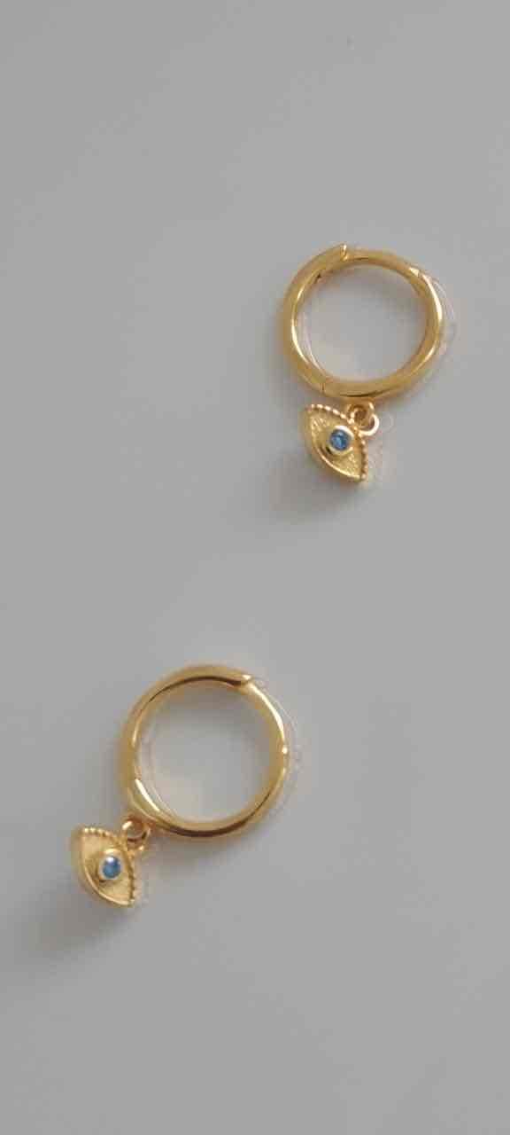 Argollas plata 925 con dije de ojo turco, foto 3 de 5