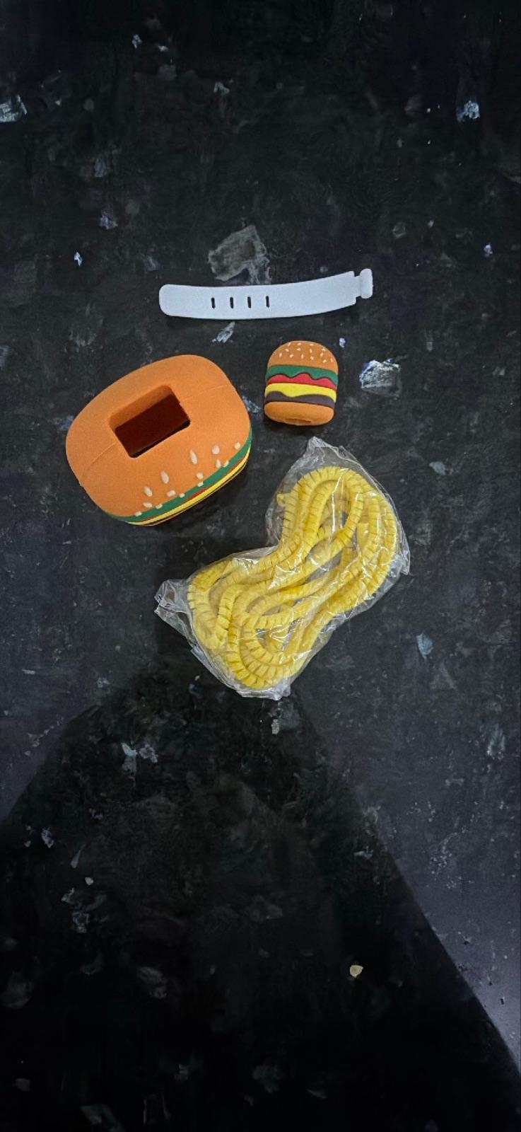 Protector de silicona para cargador y cable de IPhone con diseño hamburguesa, foto 2 de 4