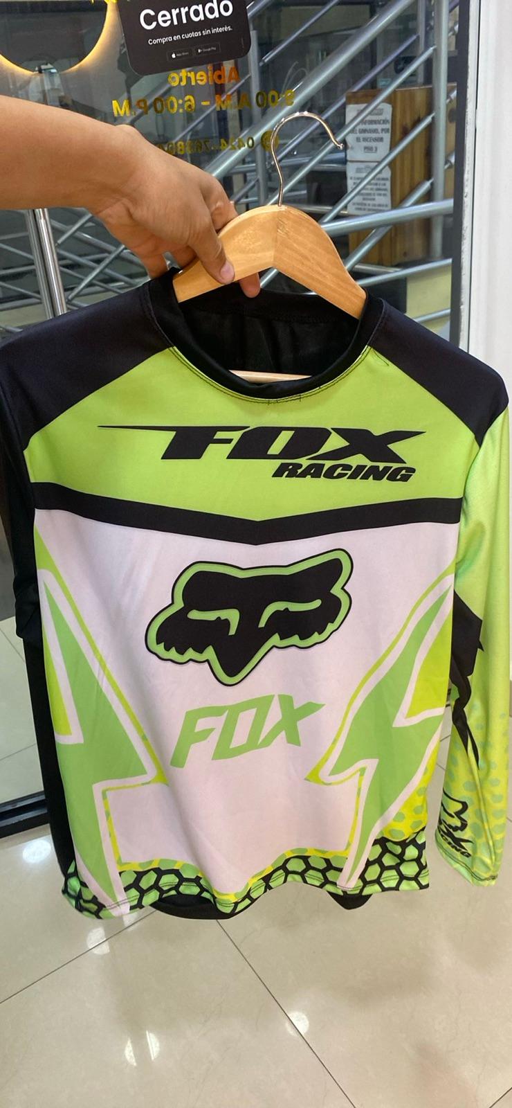 Camisa manga larga Fox Racing negro, verde y blanco, foto 1 de 1
