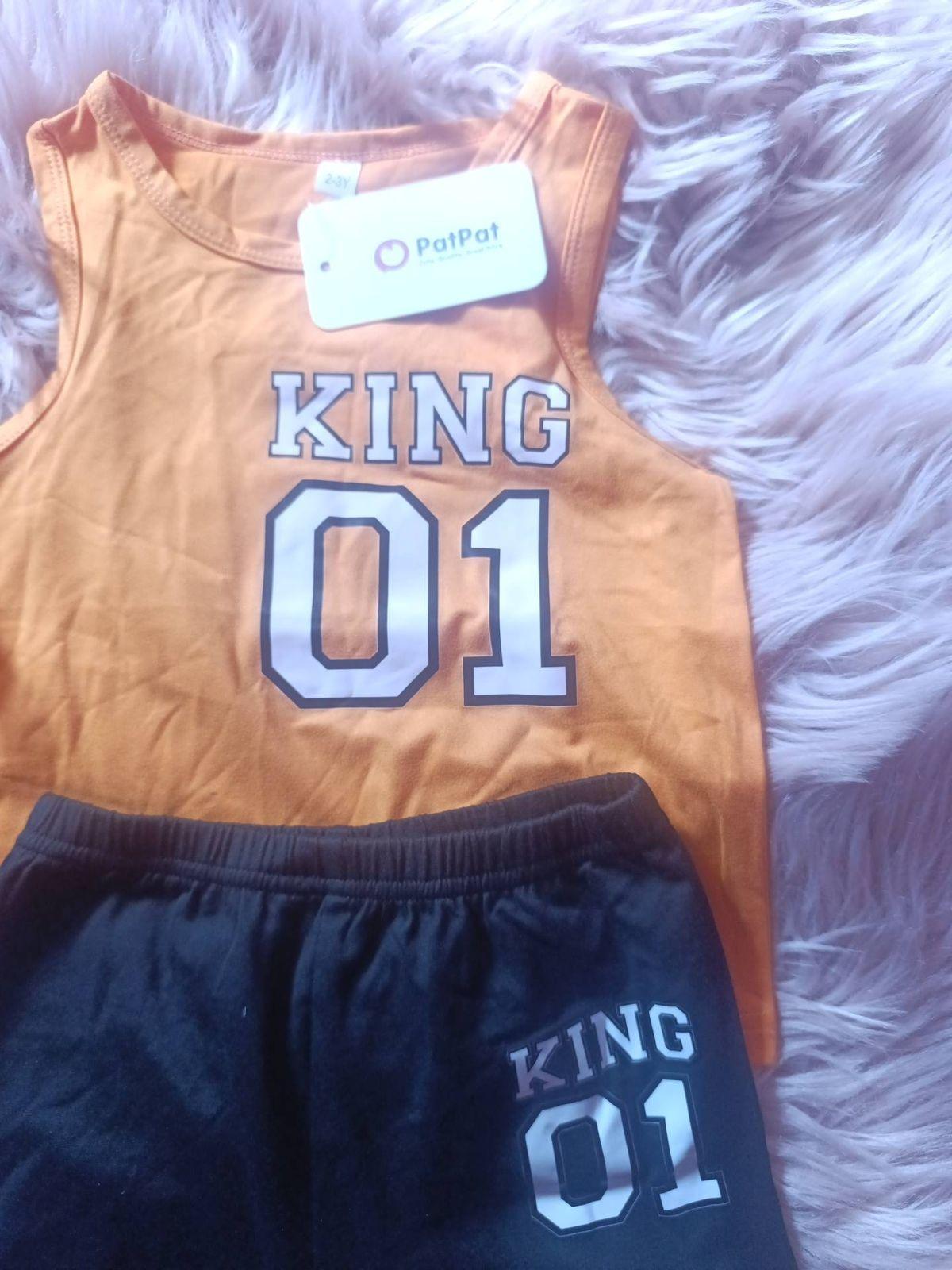 Conjunto de Niño King PatPat Naranja y Negro, foto 2 de 3