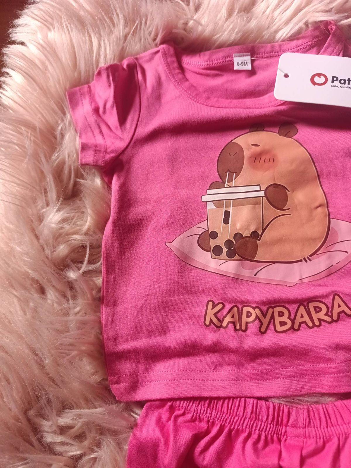 Conjunto rosa de bebé PatPat con estampado de capibara, foto 3 de 4