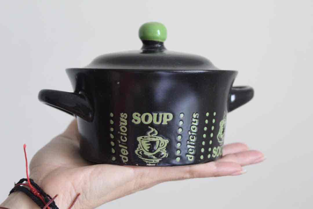 Soperas de cerámica negras con diseño SOUP, foto 3 de 4